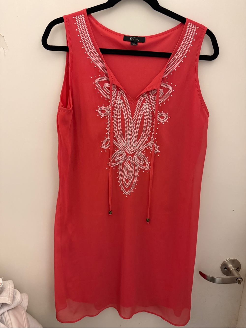 BCX Coral Red V-Neck Sleeveless dress